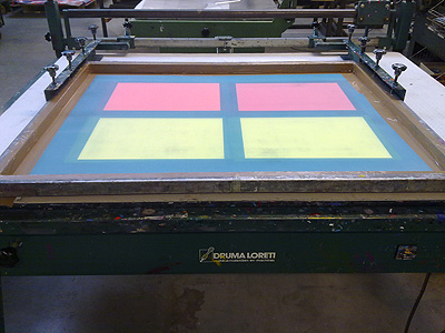 Printing four pieces of fabric