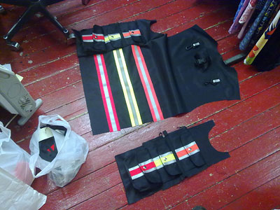 Putting together the vest in Michaels shop